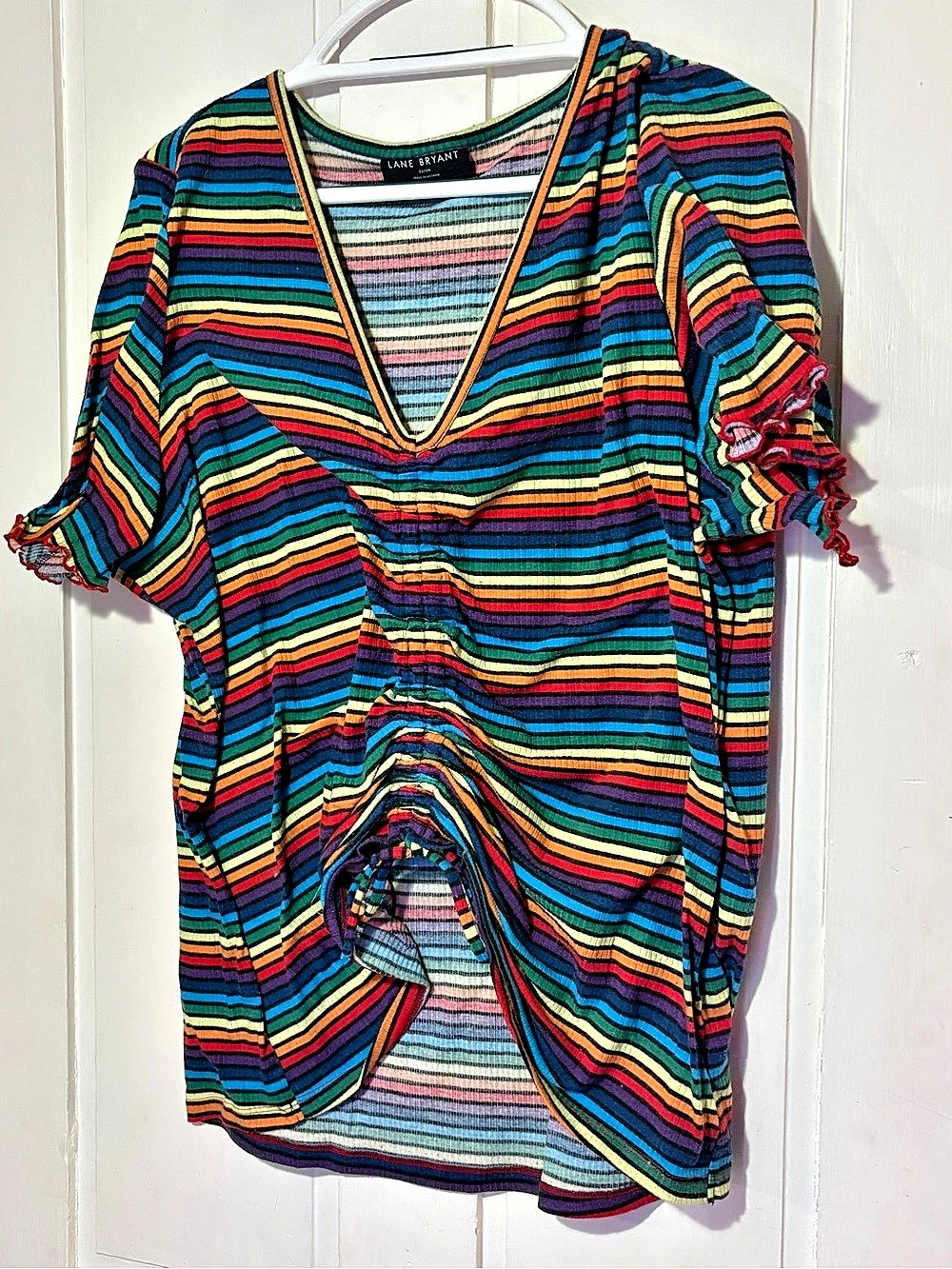 Lane Bryant Striped Ruched Tunic Multicolor Size 22/24 Like New